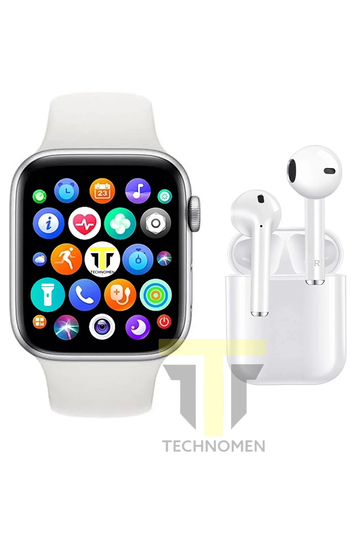 Akıllı Saat Plus + Kablosuz Kulaklık Ikili Beyaz Set Ios Android Smartwatch